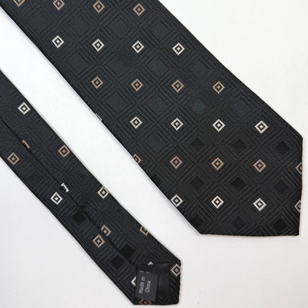 Michael‎ Kors Necktie 100% Silk Black Geometric
